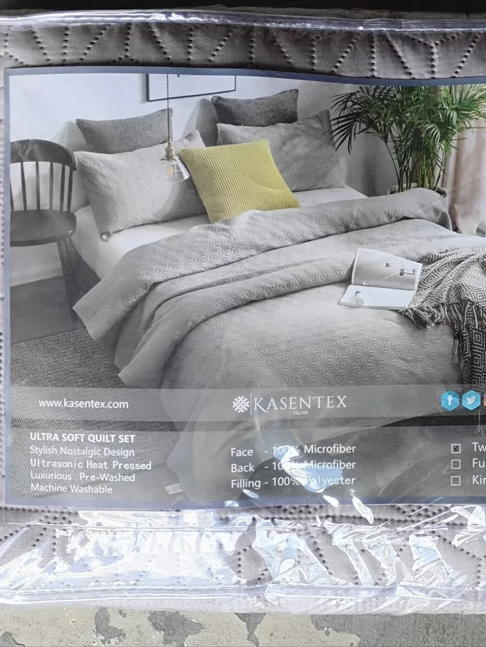 Tiwn Grey Quilt Set
